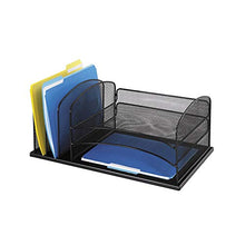 Load image into Gallery viewer, Safco Products Onyx Mesh 3 Sorter/3 Tray Desktop Organizer 3254BL, Black Powder Coat Finish, Durable Steel Mesh Construction