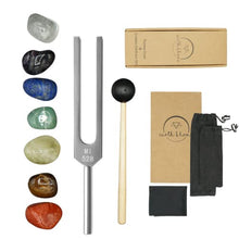 Load image into Gallery viewer, Earth & Home Tuning Forks for Healing Chakra Set - 528 hz Tuning Fork with Chakra Crystals and Healing Stones - Sound Healing Instruments for Biofield Tuning, Stress Relief, & DNA Repair