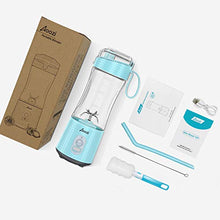 Load image into Gallery viewer, Portable Blender, Personal Size Blender Smoothies and Shakes, Mini Blender 4000mAh USB Rechargeable with Six Blades, Handheld Blender Sports,Travel,Gym (Blue)