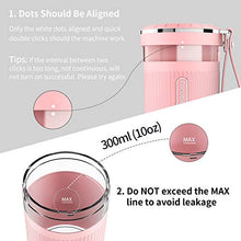 Load image into Gallery viewer, KLOUDI Portable Blender, Cordless Personal Blender Juicer, Mini Mixer, Waterproof Smoothie Blender With USB Rechargeable, BPA Free Tritan 300ml, Home, Office, Sports, Travel, Outdoors Pink