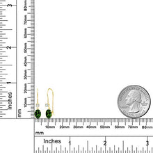 Load image into Gallery viewer, 14K Yellow Gold Dangle Earrings Oval Green Chrome Diopside and Forever Classic Created Moissanite 0.12ct (DEW) by Charles & Colvard
