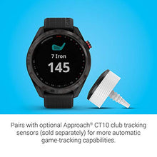 Load image into Gallery viewer, Garmin Approach S42, GPS Golf Smartwatch, Lightweight with 1.2" Touchscreen, 42k+ Preloaded Courses, Gunmetal Ceramic Bezel and Black Silicone Band, 010-02572-10