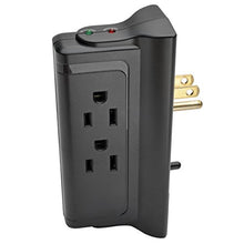 Load image into Gallery viewer, Tripp Lite 4 Side Mounted Outlet Surge Protector Power Strip, Direct Plug In, Black, Lifetime Warranty & $25,000 INSURANCE (TLP4BK)