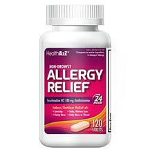 Load image into Gallery viewer, HealthA2Z Fexofenadine Hydrochloride 180mg, Antihistamine for Allergy Relief ,Non-Drowsy,24-Hour, 120 Count Coated Caplets,Compare to Allegra Active Ingredient