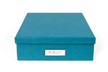 Load image into Gallery viewer, Bigso Oskar Fiberboard Label Frame Document Letter Box, 3.3 x 10.2 x 13.8 in, Turquoise