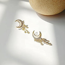Load image into Gallery viewer, 14K Gold Plated Stars and Moon Stud Earrings with S925 Sterling Silver Needle for Women Girl Gifts Valentines/Birthday/Anniversary/Mother’s Day
