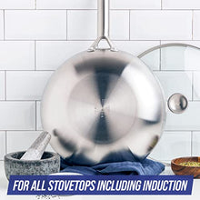 Load image into Gallery viewer, Blue Diamond Tri-Ply Stainless Steel Ceramic Nonstick Cookware Multifunction Wok/Chef's Pan with Lid, Metal Utensil, Induction and Dishwasher Safe PFAS-Free, 11", Silver