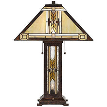 Load image into Gallery viewer, Drake Tiffany Style Table Lamp with Nightlight Mission Bronze Stained Glass for Living Room Family Bedroom Bedside - Franklin Iron Works
