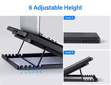 Load image into Gallery viewer, Kootek Laptop Cooling Pad 12"-17" Cooler Pad Chill Mat 5 Quiet Fans LED Lights and 2 USB 2.0 Ports Adjustable Mounts Laptop Stand Height Angle, Blue