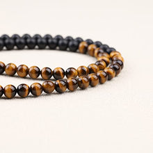 Load image into Gallery viewer, GAVU Dog Tag Pendant Onyx Tiger Eye Crystal Beaded Necklace for Men 20"