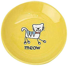 Load image into Gallery viewer, PetRageous 11019 Silly Kitty Dishwasher and Microwave Stoneware Cat Saucer 5-Inch Diameter 2.5-Ounce Capacity for Wet or Dry Cat Food Great For All Cats of All Sizes, Yellow
