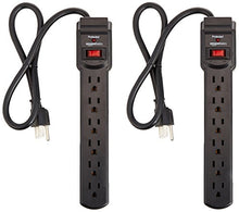 Load image into Gallery viewer, AmazonBasics 6-Outlet, 200 Joule Surge Protector Power Strip, 2 Foot, Black - Pack of 2