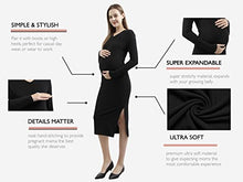 Load image into Gallery viewer, Maternity Sweater Dress for Fall Winter Long Sleeve Warm Dress for Work Casual (Small, V-Neck Black)