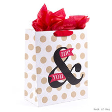 Load image into Gallery viewer, Hallmark 13" Large Anniversary Gift Bag with Tissue Paper (You & Me, Polka Dots on White) for Anniversary, Valentines Day, Grooms Gift and More