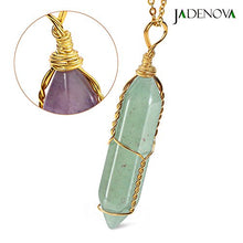 Load image into Gallery viewer, JADENOVA Full Wire Wrapped Energy Healing Crystal Gemstone Pendant Necklace 18" Stainless Steel Chain(Natural Aventurine)
