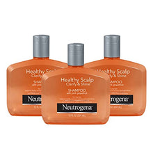 Load image into Gallery viewer, Neutrogena Exfoliating Healthy Scalp Clarify & Shine Shampoo for Oily Hair and Scalp, Anti-Residue Shampoo with Pink Grapefruit, pH-Balanced, Paraben & Phthalate-Free, Color-Safe, 12 Fl Oz (pack of 3)