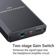 Load image into Gallery viewer, eSynic Headphone Amplifier Portable Amp 3.5mm Gain Switch Audio Rechargeable HiFi Earphone Headphone Amplifier with 1.2m USB Cable and Lithium Battery for MP3 MP4 Phones Digital Players and Computers