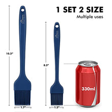 Load image into Gallery viewer, HOTEC 2 pieces Set Basting Brushes Silicone Heat Resistant Pastry Brushes Spread Oil Butter Sauce Marinades for BBQ Grill Barbecue Baking Kitchen Cooking BPA Free Dishwasher Safe (Classic Blue)