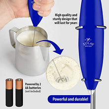 Load image into Gallery viewer, Zulay Original Milk Frother Handheld Foam Maker for Lattes - Whisk Drink Mixer for Bulletproof Coffee, Mini Foamer for Cappuccino, Frappe, Matcha, Hot Chocolate by Milk Boss (Royal Blue)