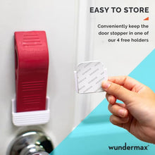 Load image into Gallery viewer, Wundermax Door Stoppers - Rubber Security Wedge for Bottom of Door on Carpet, Concrete, Tile, Linoleum & Wood - Heavy Duty Door Stop - Home Improvement - 3 Pack - Red