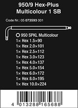 Load image into Gallery viewer, Wera 05073593001 950 Spkl/9 Sm N Multicolor L-Key Set, Metric, Blacklaser, 9 Pieces