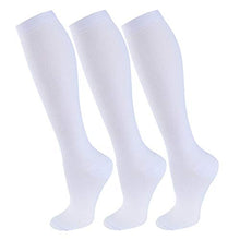 Load image into Gallery viewer, Compression Socks for Women and Men(1/3 Pairs)-Best for Running,Nursing,Circulation,Recovery & Travel (White - 3 Pairs, Large/X-Large)