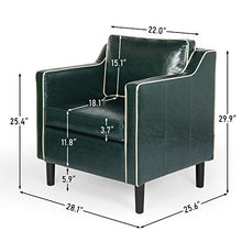 Load image into Gallery viewer, AILEEKISS Mid Century Armrest Sectional Sofa Set Upholstered Faux Leather Modern 3 Pcs Couches Set Loveseat for Living Room Office (Green, 3 Piece Set)