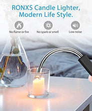 Load image into Gallery viewer, RONXS Candle Lighter, Square Electric Arc Lighter with LED Battery Display Safety Switch, USB Rechargeable Lighter w/Longer Flexible Neck for Camping Cooking BBQs Fireworks