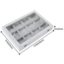 Load image into Gallery viewer, Wuligirl Ice Velvet Clear Lid 12 Grid Jewelry Organizer Box Tray Display Case Storage Bracelets Rings Earrings(12 Grid)