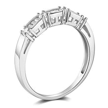 Load image into Gallery viewer, TWJC 14k White Gold Solid Wedding Engagement Ring and Wedding Band 2 Piece Set - Size 7.5