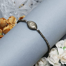 Load image into Gallery viewer, 925 Sterling Silver Natural Pyrite Evil Eye Beads Bracelet, Gift For Women, Silver Jewelry (Pyrite)