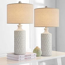 Load image into Gallery viewer, PoKat 24.75’’ Modern Contemporary Ceramic Table Lamp Set of 2 for Living Room White Desk Decor Lamps for Bedroom Study Room Office Farmhouse Bedside Nightstand Lamp End Table Lamps