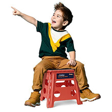 Load image into Gallery viewer, Flottian 13" Folding Step Stool for Adults and Kids Holds Up to 300 lbs ,Non-Slip Folding Stools with Handle, Compact Plastic Foldable Step Stool for Bathroom,Bedroom, Kitchen Coral