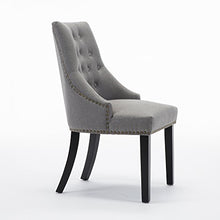 Load image into Gallery viewer, LSSBOUGHT Set of 2 Fabric Dining Chairs Leisure Padded Chairs with Black Solid Wooden Legs,Nailed Trim,Gray
