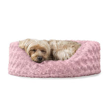Load image into Gallery viewer, Furhaven Pet Bed for Dogs and Cats - Ultra Plush Curly Fur Oval Cuddler Dog Bed with Removable Washable Cover and Pillow Cushion, Pink, Small