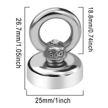 Load image into Gallery viewer, DIYMAG Magnetic Hooks, 40 lbs(18 KG) Pulling Force Rare Earth Magnetic Hooks with Countersunk Hole Eyebolt for Home, Kitchen, Workplace, Office and Garage, Pack of 10, Silver, DIY-NJ25-10P