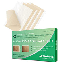 Load image into Gallery viewer, Aroamas, Silicone Scar Removal Sheets - for Keloid, C-Section, Hypertrophic, Surgical Scars and More Reusable and Washable 3"×1.57", 4 Sheets (2 Month Supply)