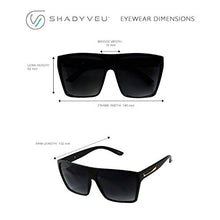 Load image into Gallery viewer, Basik Eyewear ShadyVEU Big Oversize Square Sunglasses UV Protection Trapezoid Flat Top Frame Kim K Style Aviator Shades (Glossy Black)