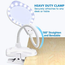 Load image into Gallery viewer, Joypea Magnifying Glass Lamp,2X-4X Magnifier LED Light with Clip and Flexible Neck,Magnifying Lamp USB Powered,Perfect for Reading,Hobbies,Task Crafts or Workbench- White