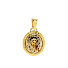 Load image into Gallery viewer, Precious Stars Jewelry 14k Yellow Gold Enamel Blessed Virgin Baby Jesus Religious Pendant