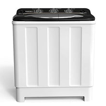 Load image into Gallery viewer, Compact Twin Tub Portable Mini Washing Machine 24lbs Capacity, Washer(16.5lbs)&Spiner(7.5lbs)/Built-in Drain Pump/Semi-Automatic (White&Black)
