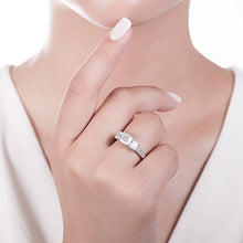 Load image into Gallery viewer, BERRICLE Rhodium Plated Sterling Silver Princess Cut Cubic Zirconia CZ 3-Stone Anniversary Promise Engagement Ring 3.25 CTW Size 10