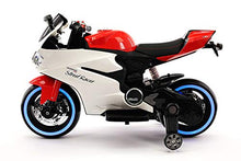 Load image into Gallery viewer, Street Racer 12V Battery Power Motorized Electric Kids Ride-On Motorcycle Bike + EVA Foam Rubber LED Wheels + Leather Seat + MP3 Music Player + Spring Shock Suspension + Training Wheels (Red)