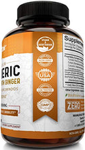 Load image into Gallery viewer, Turmeric Curcumin with Ginger & BioPerine Black Pepper Supplement: Anti-Inflammatory, Antioxidant, Anti Aging, 100% Natural, Non-GMO, Vegan Best Maximum Potency, No Side Effects (180 Capsules)