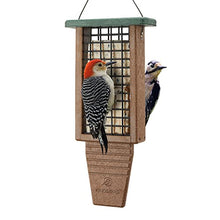 Load image into Gallery viewer, Kingsyard Recycled Plastic Suet Bird Feeder, Double Capacity Tail-Prop Suet Feeder for Outside Hanging, Sturdy & Durable, Great for Woodpecker & Clinging Birds, Green