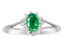 Load image into Gallery viewer, RYLOS Simply Elegant Beautiful Green Emerald & Diamond Matching Set - Ring, Earrings and Pendant Necklace - May Birthstone