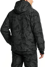 Load image into Gallery viewer, TSLA Men's Winter Ski Jacket, Waterproof Warm Insulated Snow Coats, Cold Weather Windproof Snowboard Jacket with Hood, 2 Front Zip Print Jacket Camo Black, Small