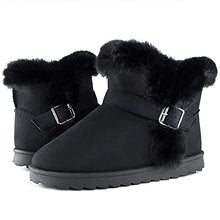 Load image into Gallery viewer, Tobfis Baby Girls Faux Fur Lining Kids Warm Non Slip Winter Ankle Snow Boots (Toddler/Little Kids),Black,8 M US Toddler