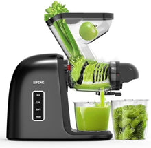 Load image into Gallery viewer, SiFENE Cold Press Juicer Machine, Dual 3" Wide Mouth Slow Masticating Juicer, Anti-Clog Function, Extracts Wheatgrass & Fruit Juice, Easy to Clean, BPA Free for Vegetable and Fruit Juicing, Black