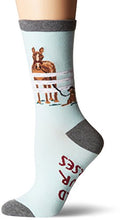Load image into Gallery viewer, K. Bell Women's Novelty Casual Crew Socks, Hold Your Horses (Light Blue), Shoe Size: 4-10